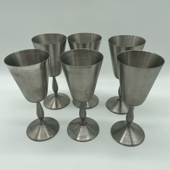 Vintage Metal Wine Goblets Chalis Set of 6 - Picture 1 of 4